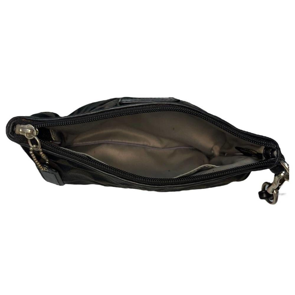 Coach Wristlet Womens Signature Monogram Fabric Zip Closure Black Gray/Green - Picture 7 of 13